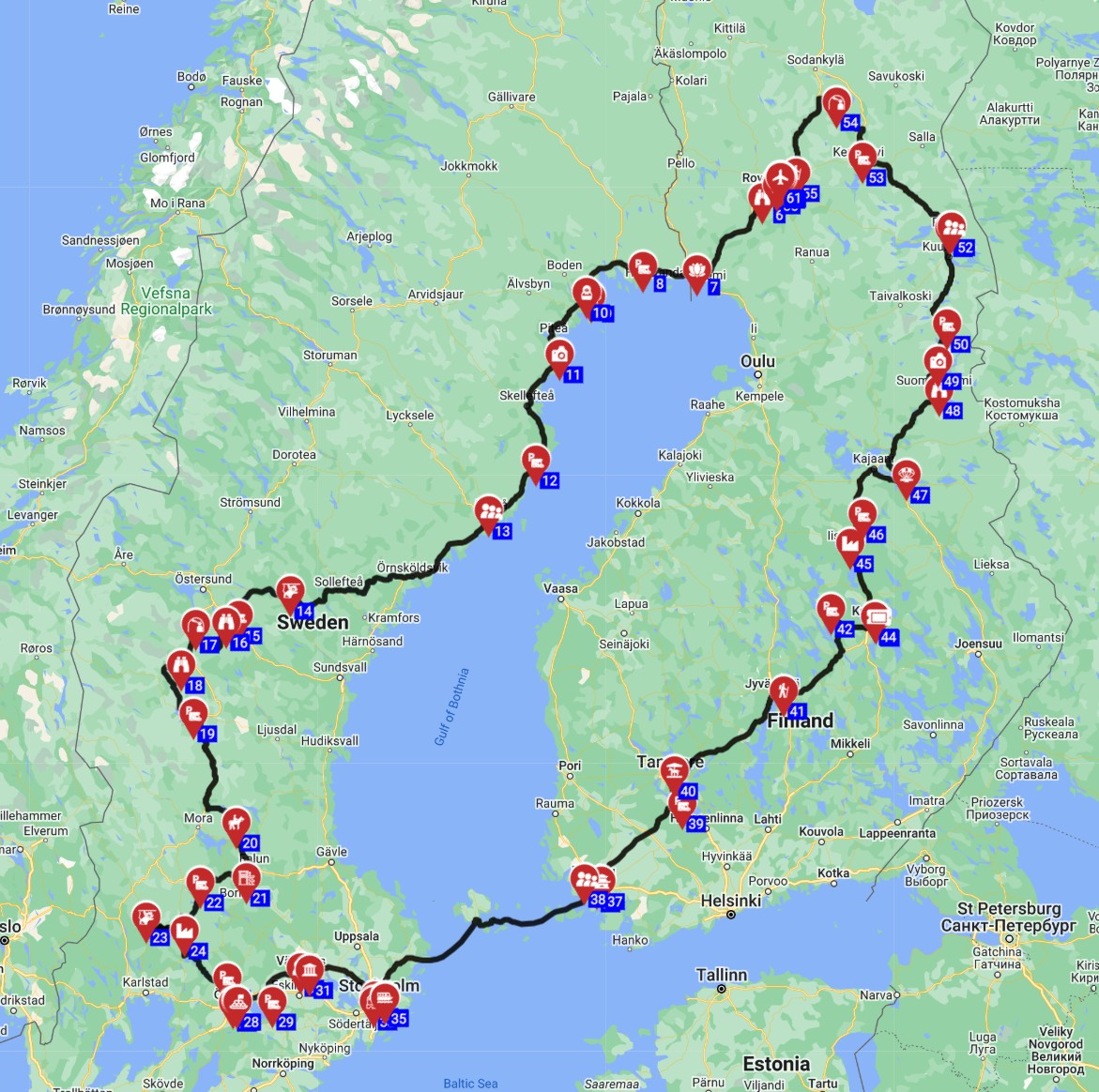 Map for Rovaniemi Round trip - Fjord Dreams A Northern Road Trip through Finland  Sweden